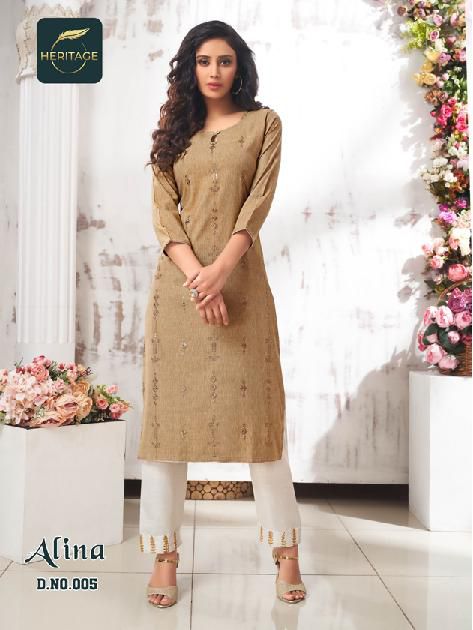 Heritage Alina Fancy Wear Wholesale Kurti With Bottom Catalog
